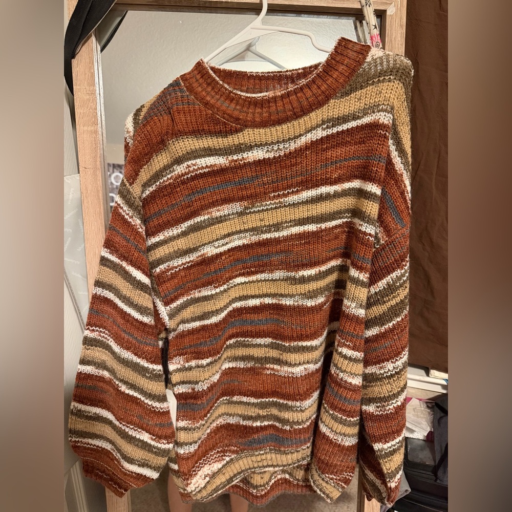 Striped Multicolor Women's Crew Neck Sweater